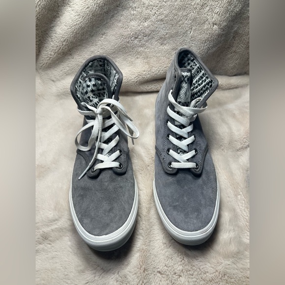 Vans Off The Wall Womens Sneakers Shoes 10 Gray Suede High Top Knit Insole - Picture 1 of 7